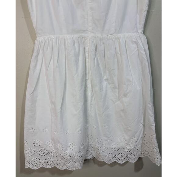 J Crew White Cotton Sleeveless Eyelet Border Dress Size 8 - Picture 7 of 9